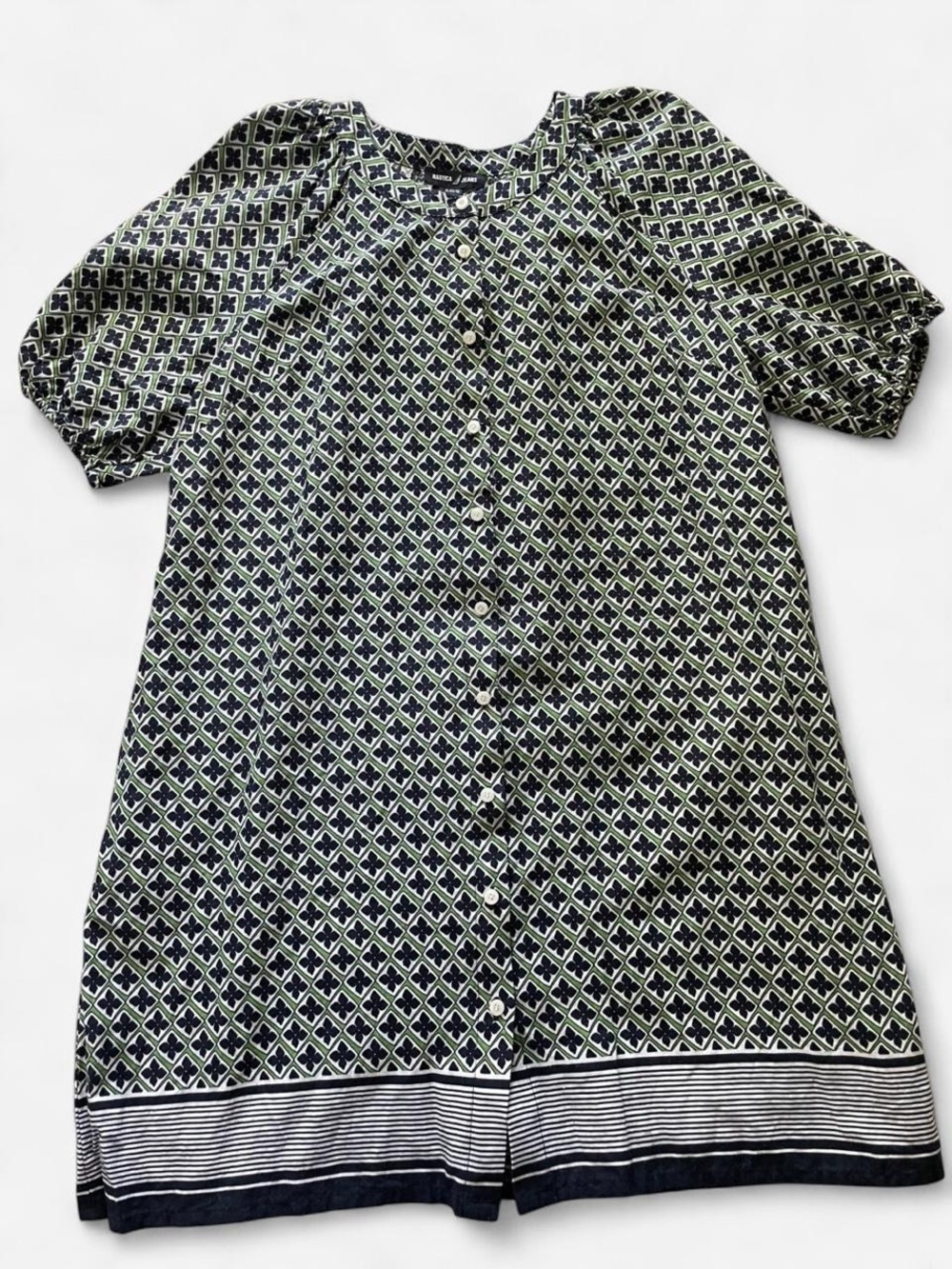 Nautica Women’s Babydoll Tent Dress Size XL Mod Style with Button Up Front